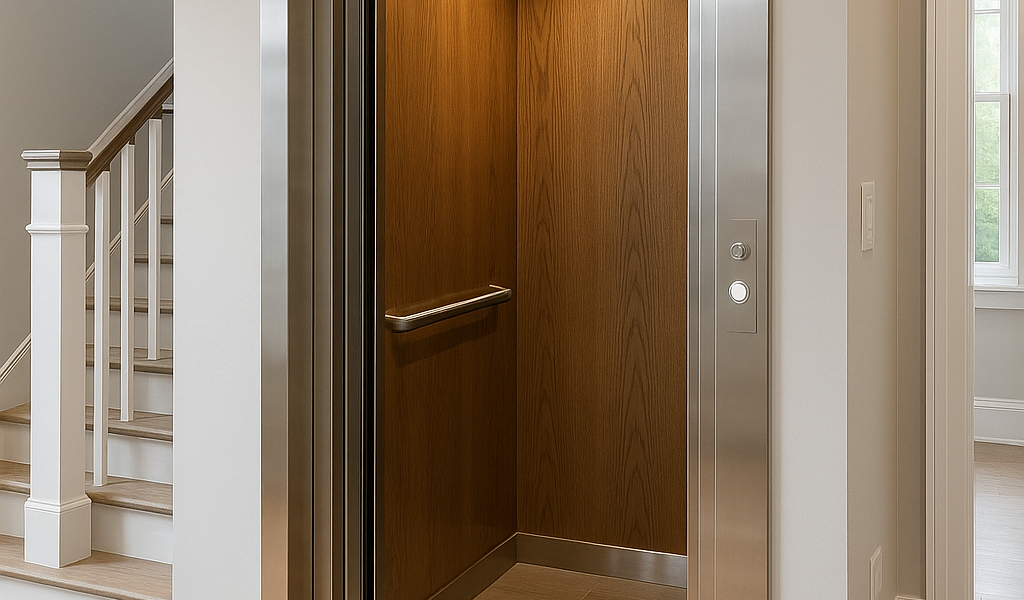 Elevador residencial elegante en casa moderna
