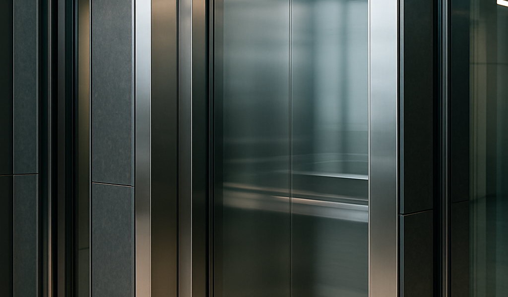 Elevador comercial moderno en movimiento silencioso
