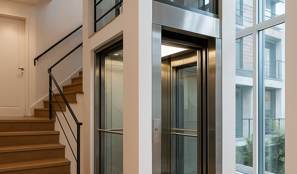 Elevador instalado en casa de tres niveles