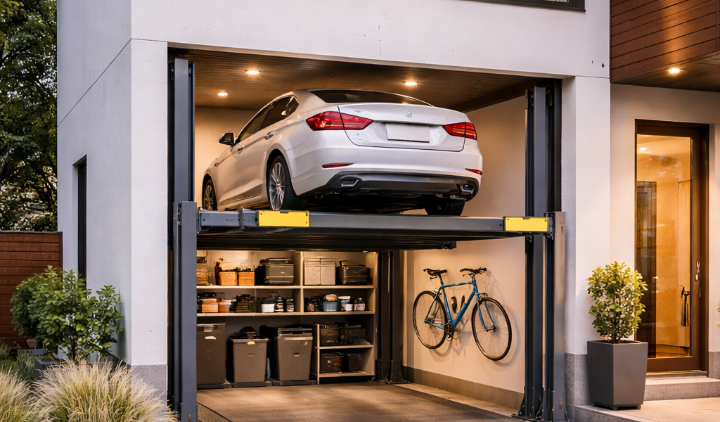 Elevador residencial compacto para casas pequeñas integrado en vivienda moderna de pocos metros cuadrados