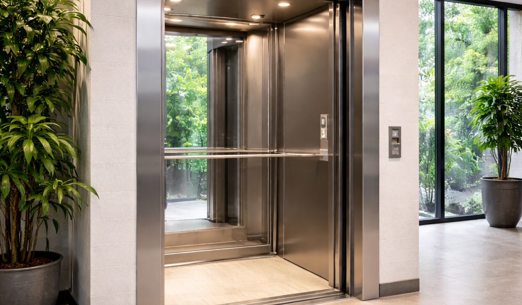 Elevador comercial instalado en edificio corporativo, ejemplo de errores en la compra de elevador comercial