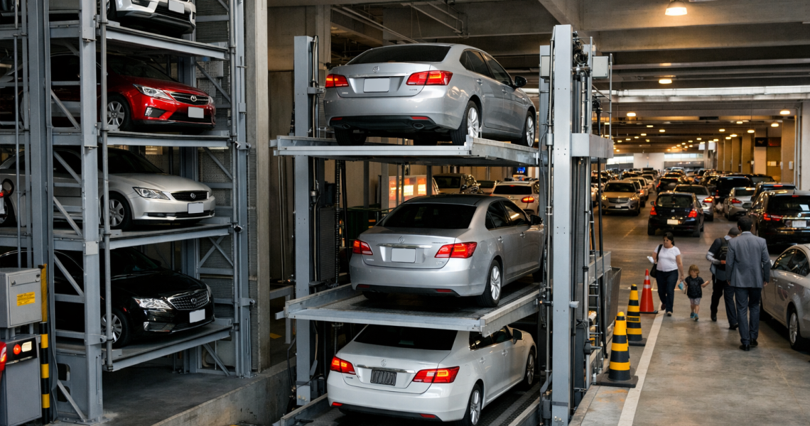 elevadores para autos en estacionamiento de alta demanda con sistema de estacionamiento vertical en México