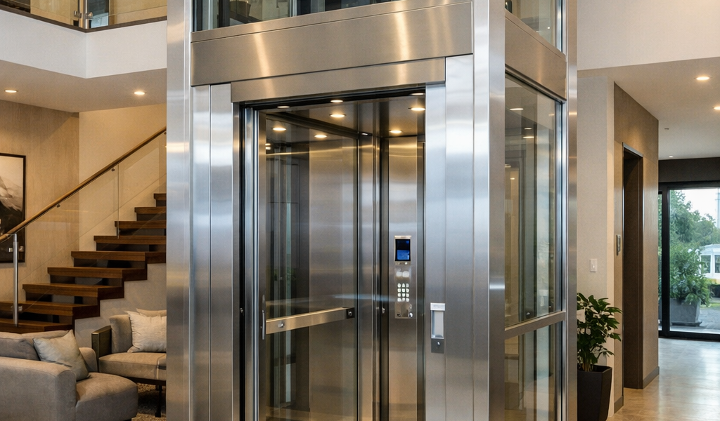 elevador residencial moderno instalado en casa de varios niveles en México con diseño elegante