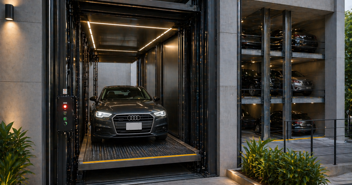 elevador para autos en México optimizando espacio en estacionamiento moderno vertical