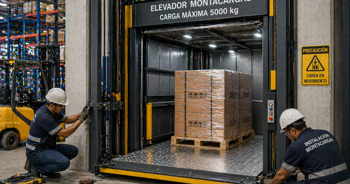 instalación de elevador montacargas en México para uso comercial intensivo en entorno industrial