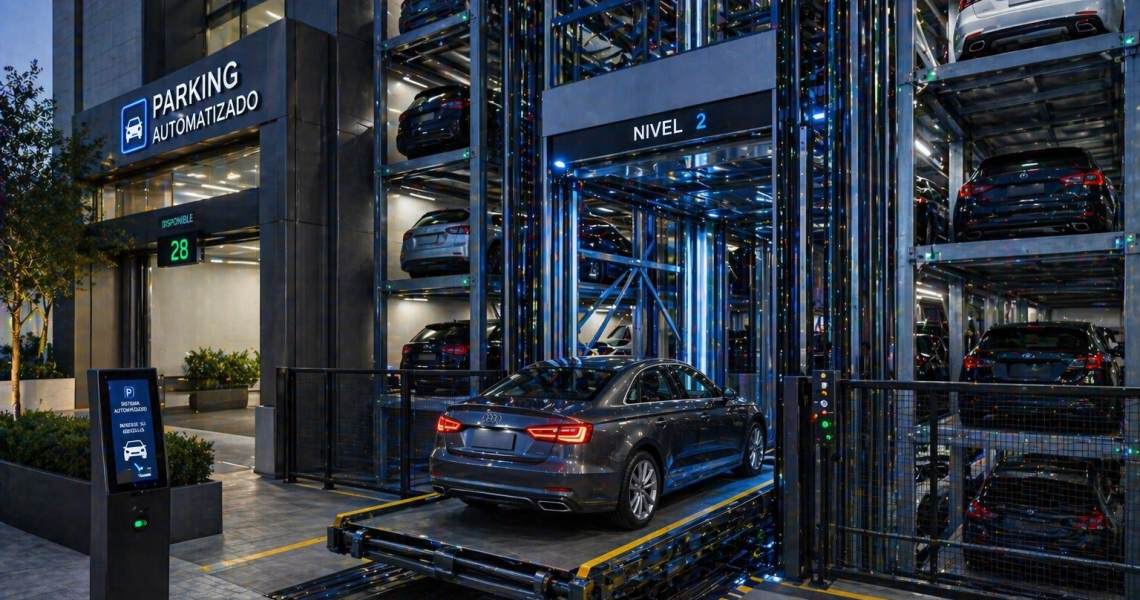 sistemas de parking automatizado en México con elevadores para autos en estructura moderna eficiente