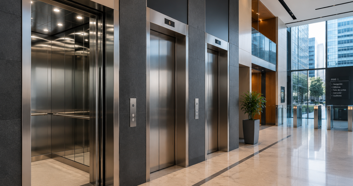 Cómo elegir elevadores comerciales para proyectos en México en edificio moderno
