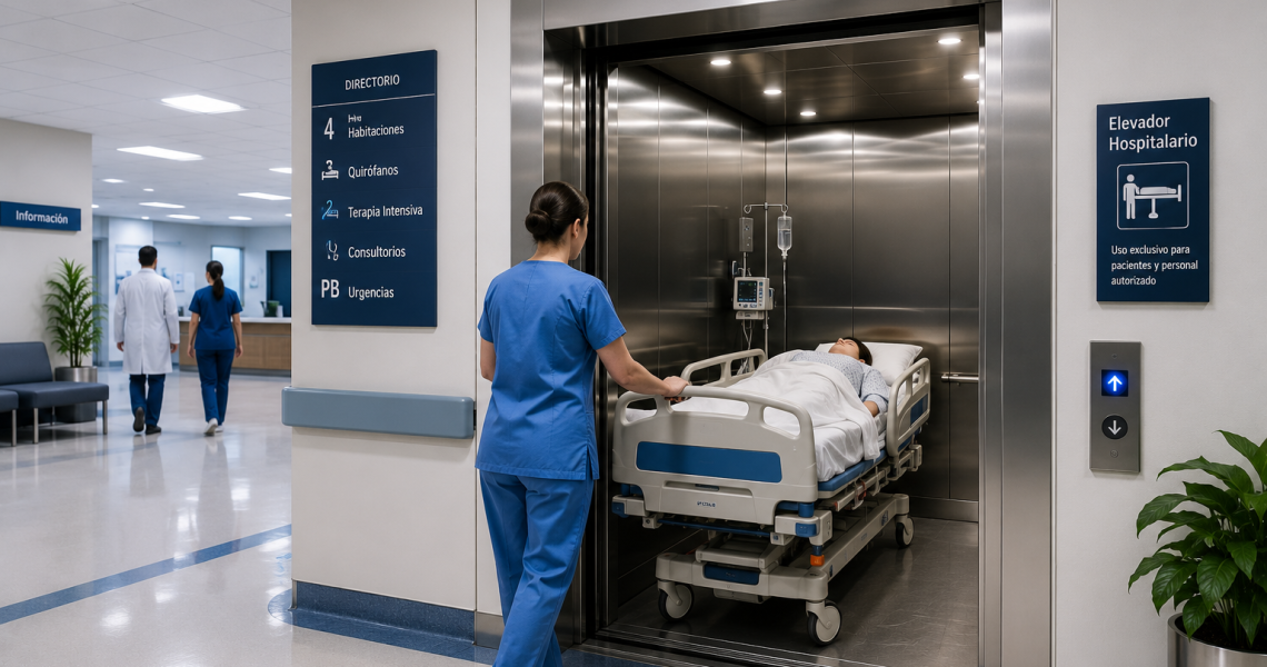 Mejor elevador comercial para hospitales en México en clínica moderna