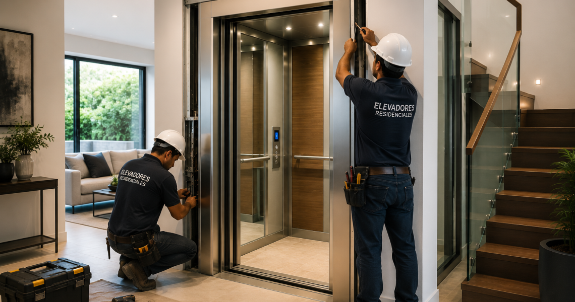 Instalación de elevadores residenciales en México en casa moderna