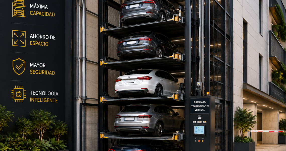 Mejor sistema de estacionamiento vertical en México con autos en plataformas modernas
