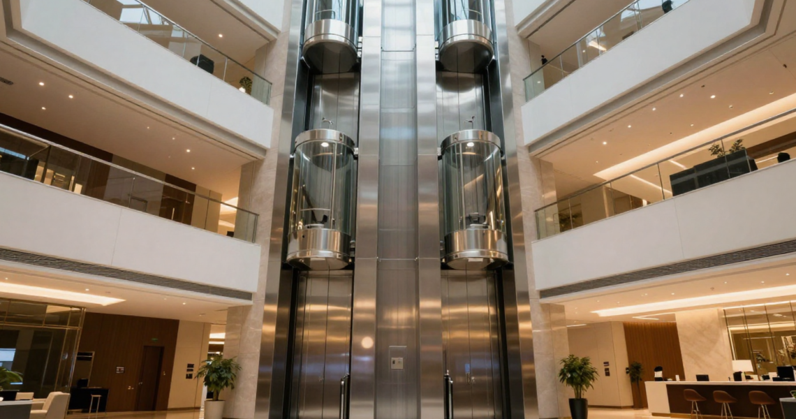 Elevadores en México para movilidad vertical en edificio moderno de varios niveles