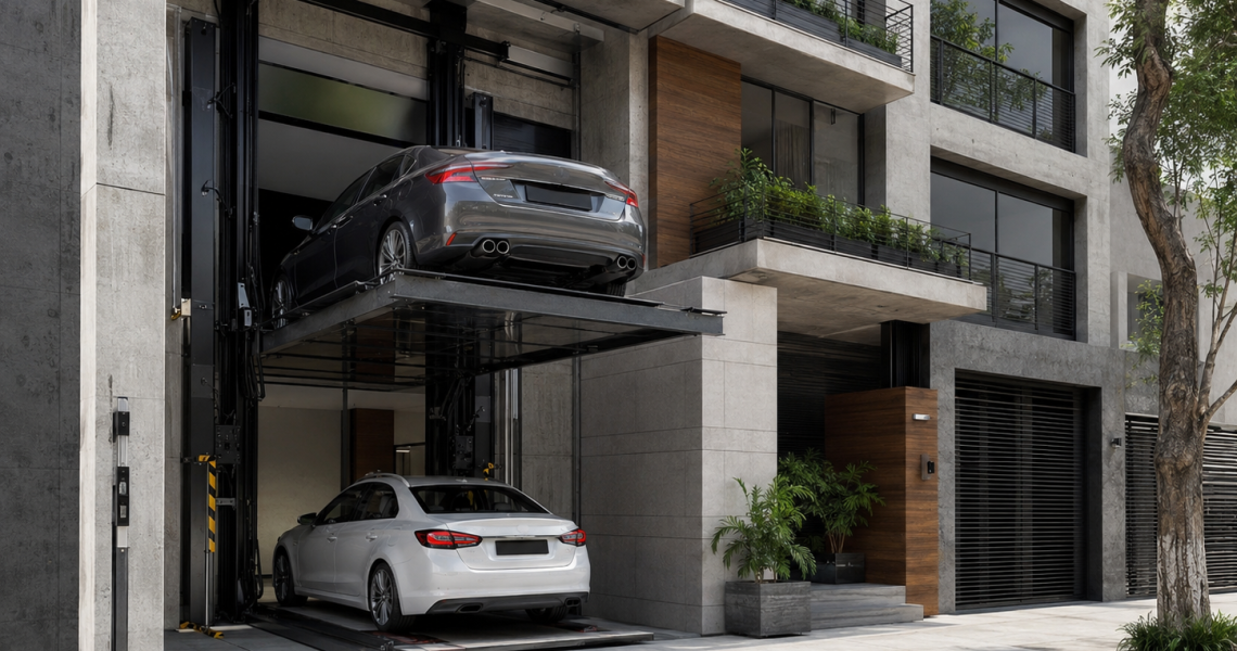 Instalación de elevadores para autos en México para edificios urbanos con estacionamiento vertical