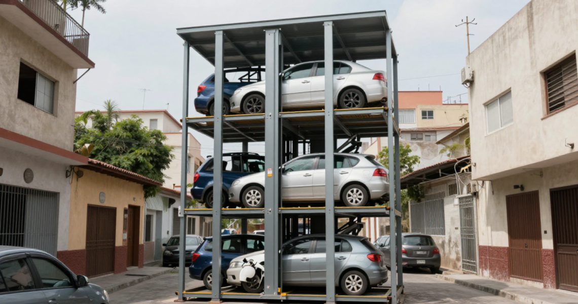 Solución de estacionamiento vertical en México para terrenos pequeños