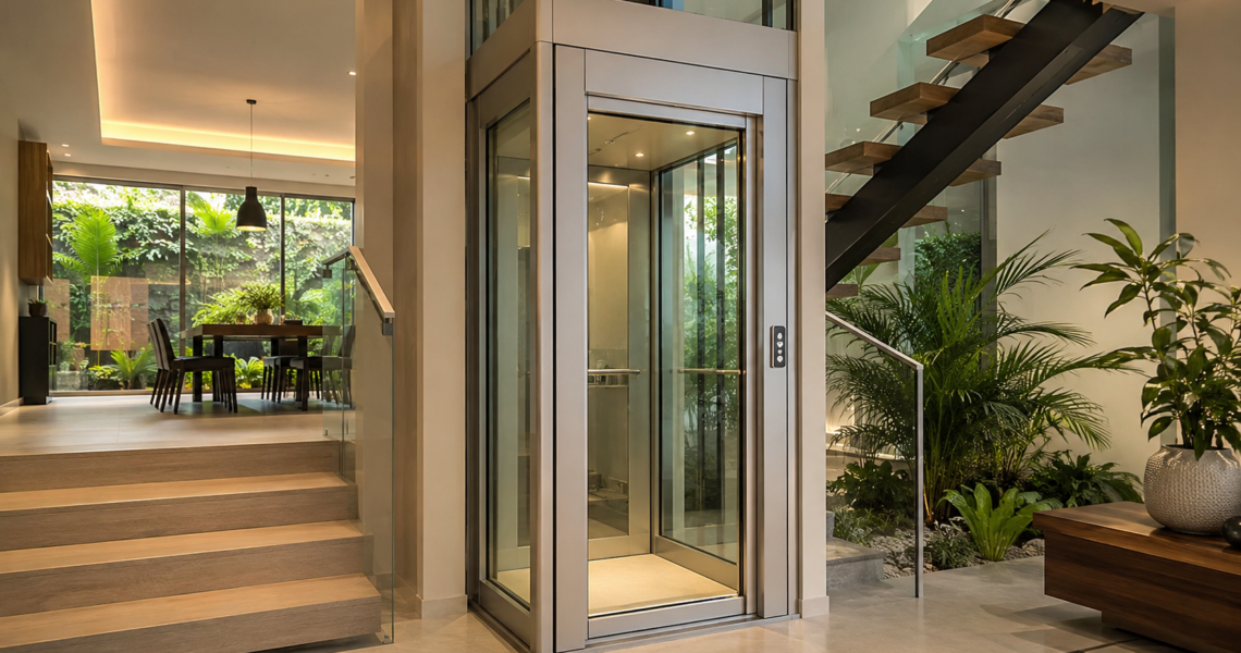 Mejor elevador ecológico para viviendas en México con accionamiento eléctrico y estructura compacta.