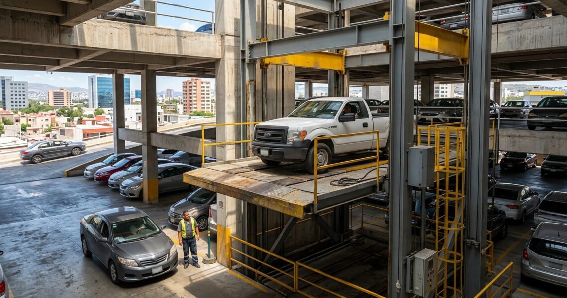 El mejor elevador comercial para autos de alto uso en México en pleno funcionamiento